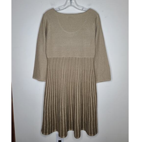 Calvin Klein CK tan gold metallic long sleeve sweater dress - medium - Picture 5 of 6